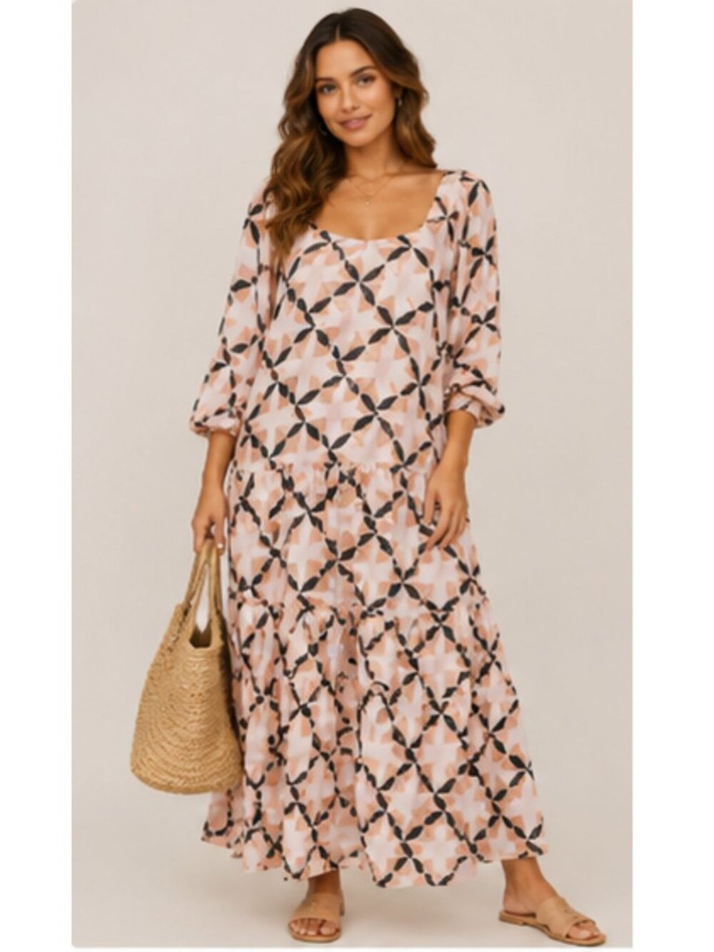 The Odells Lyla Printed Linen Maxi Dress | Size Large | Rent the Runway